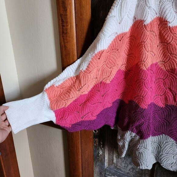 Andree by Unit Coral Colorblock Dolman Sleeve Oversized Sweater Size 1X - Picture 6 of 10